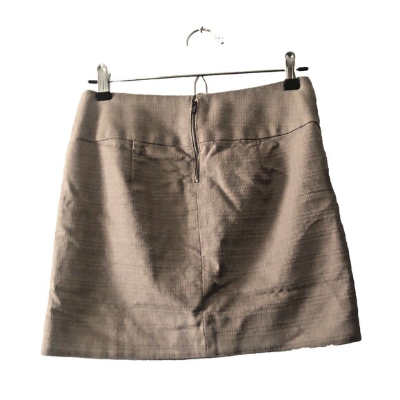 J Crew Retro Mini Skirt Khaki Brown 0 Clueless Mod Minimalist Cotton Lined Twee - Picture 2 of 5
